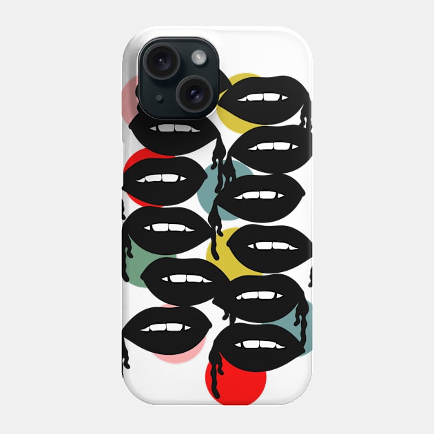 Colorful Dots and Bloody Lips Phone Case by notsniwart