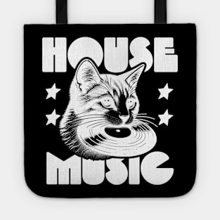 HOUSE MUSIC  - Cat Bites Vinyl (White) Tote