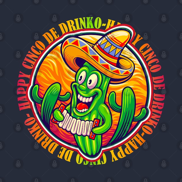 Happy Cinco de Drinko Cinco de Mayo Mexican Fiesta Mexican Cactus wearing sombrero Mexican Hat by Your Print 