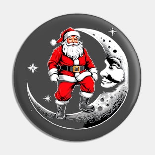 Moonlit Santa: A Solo Serenade in the Christmas Night Pin