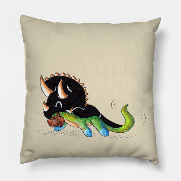 Minimaceratops Pillow by KristenOKeefeArt