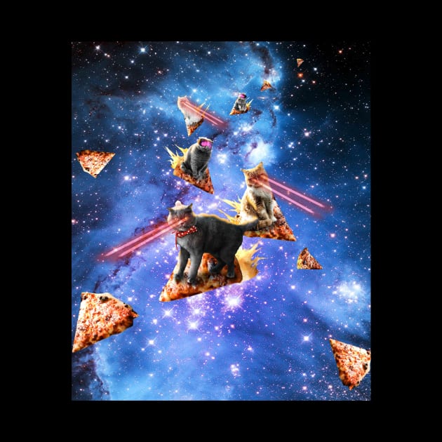 Space Laser Eye Cat Riding Pizza, Galaxy Cats by Random Galaxy