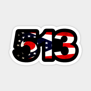 CINCINNATI OHIO 513 AREA CODE FLAG GRUNGE MIDDLETOWN OXFORD HAMILTON Magnet