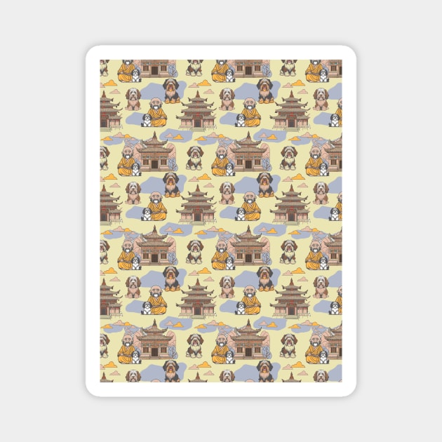 Tibetan monk and tibetan terrier friends Magnet by Remotextiles