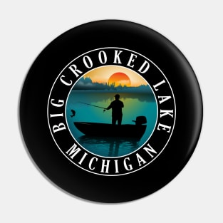 Big Crooked Lake Fishing Michigan Sunset Pin