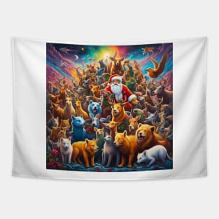 Animal Christmas Tapestry