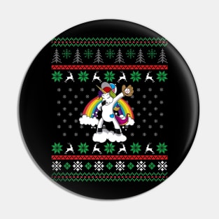 Christmas Unicorn Dabbing Softball Player Pin