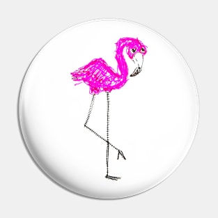 Flamingo Doodle Black Pin