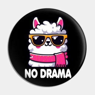 No Drama Funny Cute Llama For Alpaca Lover Pin