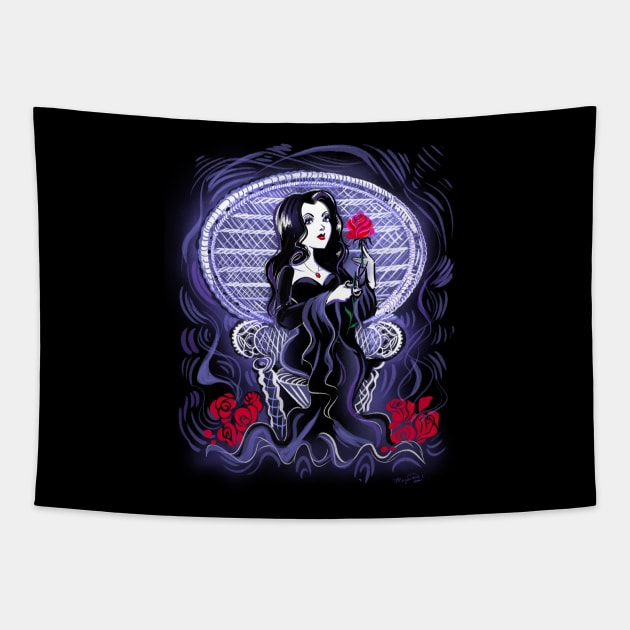 Morticia Addams Tapestry by Magenta Arts