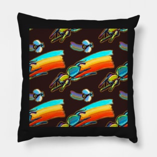 70s Aesthetic Retro Jumping Spider Pattern by Robert Phelps Pillow