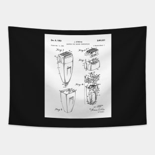 Electric Shaver Patent - Barber Stylist Bathroom Decor Art - White Tapestry