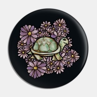 Floral Turtle Art Pin