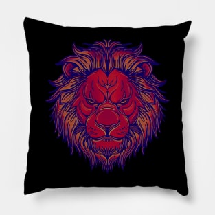 Red lion face with warm highlights Pillow