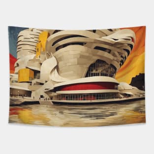Guggenheim Museum Bilbao Spain Starry Night Travel Tourism Retro Vintage Tapestry