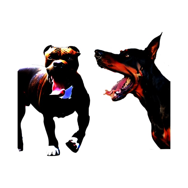 Pitbull and Doberman by Inverted World