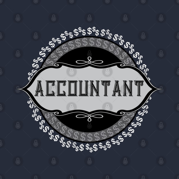 Accountant White Dollar Signs Emblem by Barthol Graphics