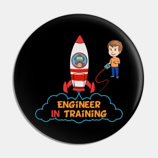 Engineer In Training Baby Shirt, Kids Engineer Space Rocket Tee Designs Pin