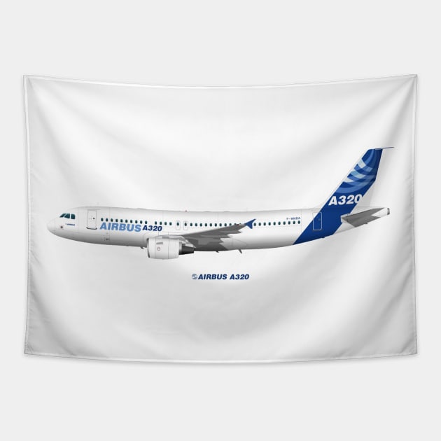 Airbus A320 with Winglets Tapestry by SteveHClark