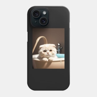 Cat Taking a Bath - Modern Digital Art Phone Case