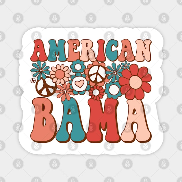 Retro Groovy American Bama Matching Family 4th of July Magnet by BramCrye