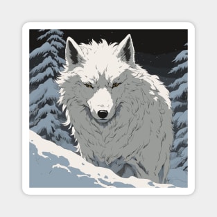 Snow Wolf Magnet