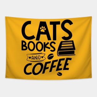 Cat books and coffee Tapestry