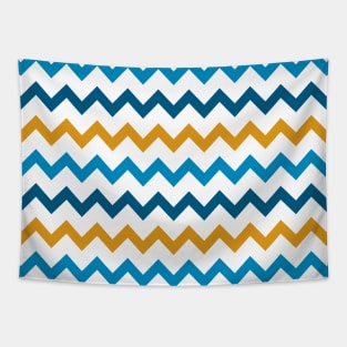 Goldenrod, Cerulean, Aegean Blue Chevron Tapestry