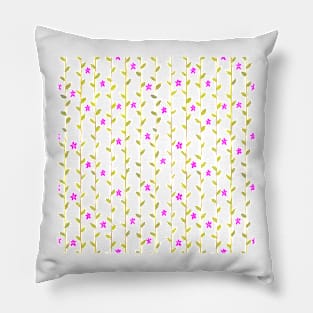 Watercolor Floral Vines Pattern - Chartreuse & Hot Pink Pillow