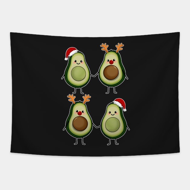 Christmas Avocados Cute avocado couple Pattern Tapestry by SusanaDesigns