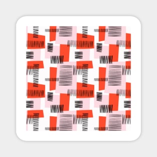 Modern Geometric Collage Red Pink Black White Magnet