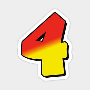 Number 4 red / yellow Magnet