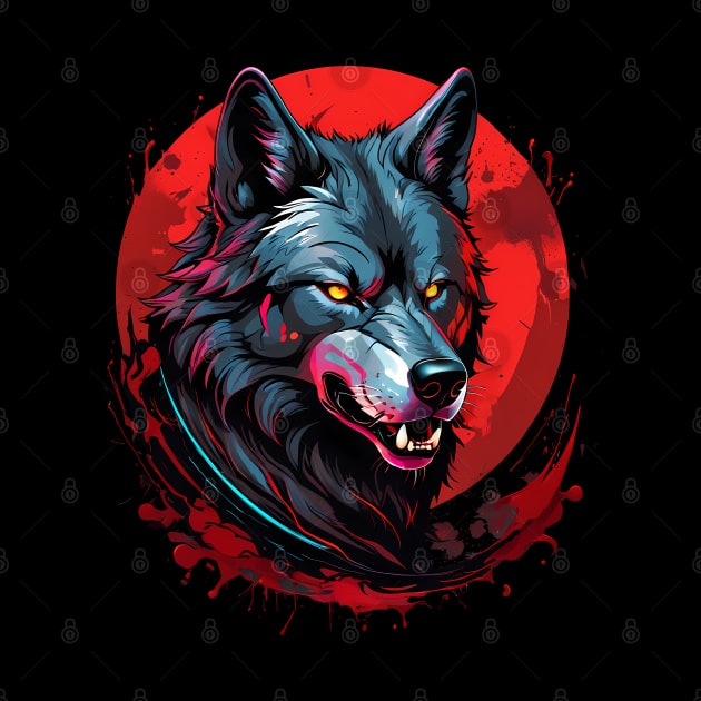 Wolf face bloodmoon by TaevasDesign