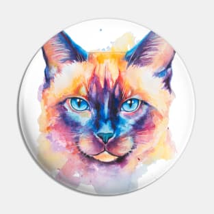 watercolor Siamese Cat Pin