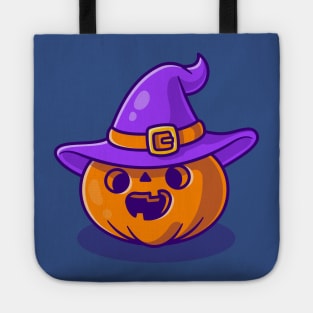 Cute Witch Pumpkin Halloween Cartoon Tote