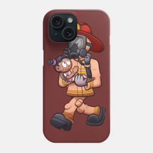 Cartoon Firefighter Saving Little Girl Phone Case