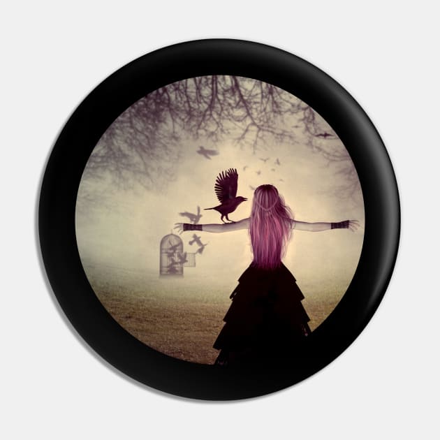 Woman with a crow Pin by AnnArtshock