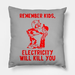 vintage electricity will kill you - red distreesed Pillow