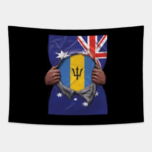 Barbados Flag Australian Flag Ripped - Gift for Barbadian From Barbados Tapestry