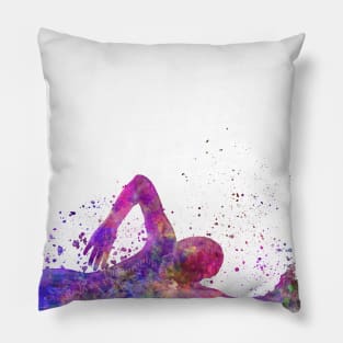 Swimmer in watercolor Pillow