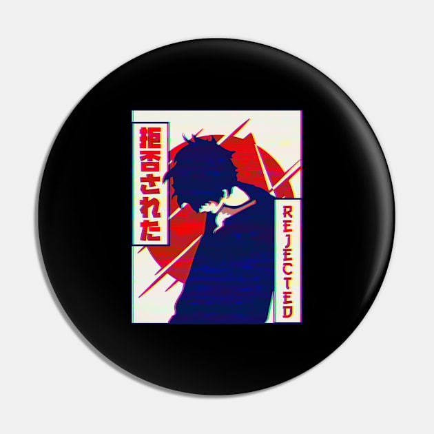 Emo Anime Boy Japanese Vaporwave Aesthetic Rejected Gift Pin by Alex21