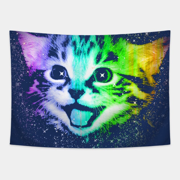 Deep Galaxy Space Kitty Tapestry by robotface