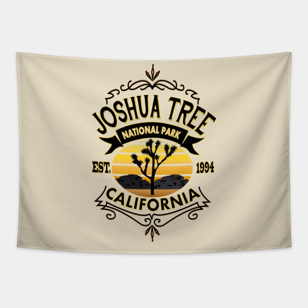 Joshua Tree National Park California Vintage Typography Tapestry by LostOnTheTrailSupplyCo