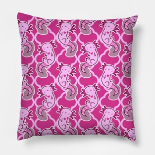 Axolotl Pink Quatrefoil Pattern Pillow