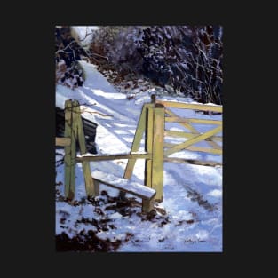 Snowy footpath painting in gouache T-Shirt