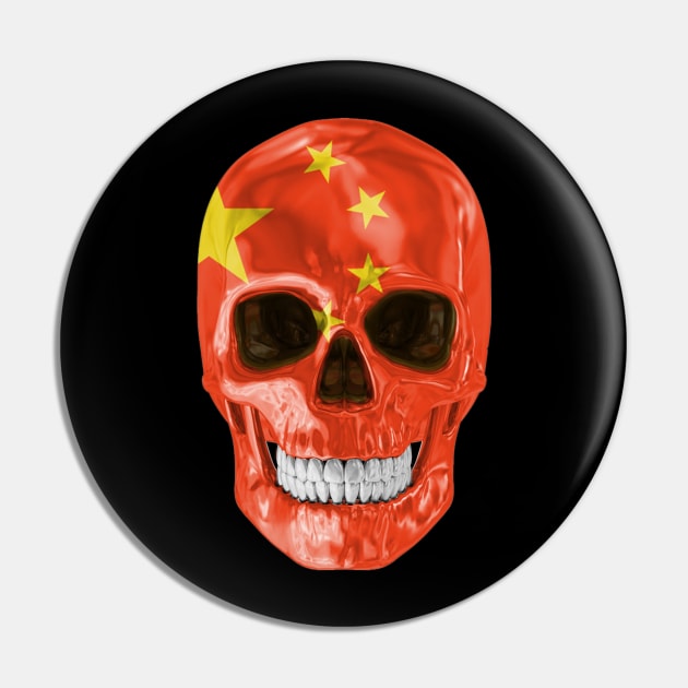 China Flag Skull - Gift for Chinese With Roots From China Pin by Country Flags