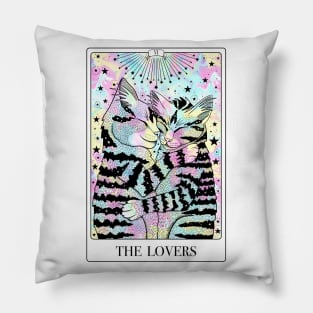 The Lovers Tarot Card with Pastel Marble Pillow