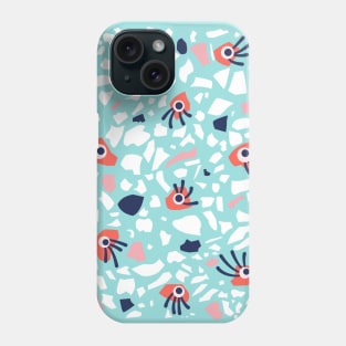 Fun Geometric Terrazzo Pattern With Eyes Phone Case