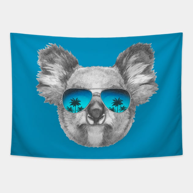 Koala with mirror sunglasses Tapestry by AnimalsFashion