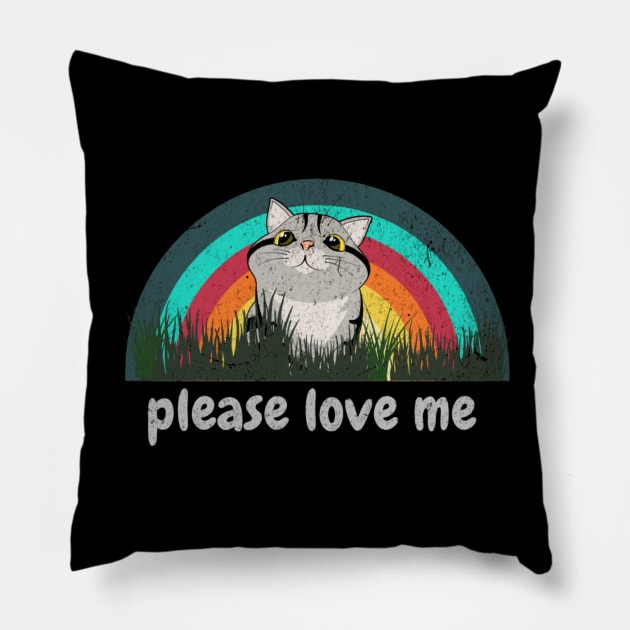 please love me/cat vintage Pillow by girls store